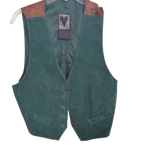 Vintage 90's Women's Vest Dual Control 100% Leather Paisley Large - Picture 1 of 3